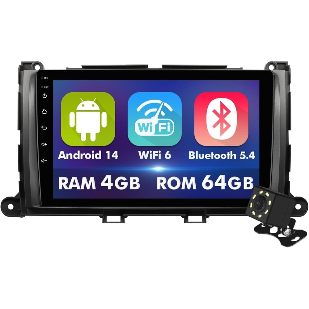 9 Inch IPS Touchscreen Android 14 Car Stereo for Toyota Sienna 2011-2014 Wi-Fi 6